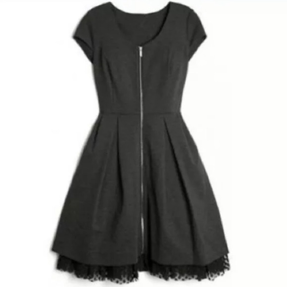 Kirna Zabete Dresses & Skirts - Kirna Zabete Slate Gray Front Zip Dress
